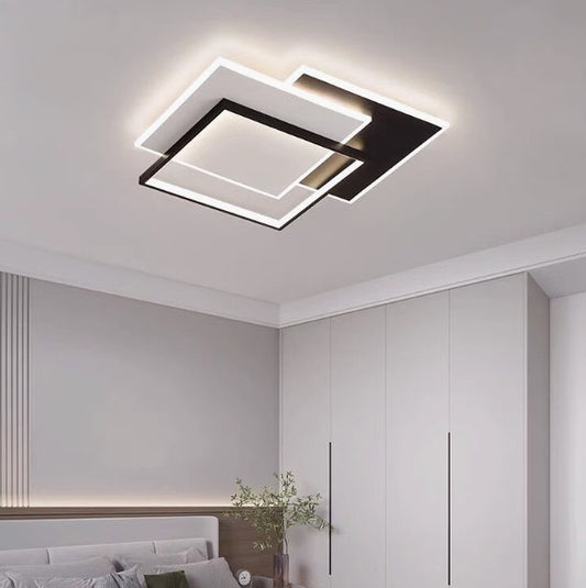 LED chandelier with remote control geometry cubo, 120W, 3 squares, cold/hot/neutral light, unstable, black