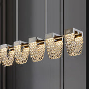 LED Chandelier LLC130/1CH, Crystal and Metal, 31W, 1 Circle, Dimmable, Adjustable Height, Cold/Warm/Neutral Light, Luxurious Lighting