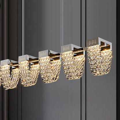 LED Chandelier LLC130/1CH, Crystal and Metal, 31W, 1 Circle, Dimmable, Adjustable Height, Cold/Warm/Neutral Light, Luxurious Lighting