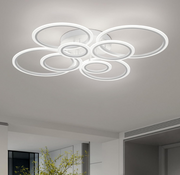 LED chandelier with remote control BETTY 130W, 8 Circles, Cold/Warm/Neutral light, Dimmable, White