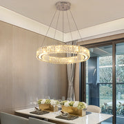 LED Chandelier LLC130/1CH, Crystal and Metal, 31W, 1 Circle, Dimmable, Adjustable Height, Cold/Warm/Neutral Light, Luxurious Lighting