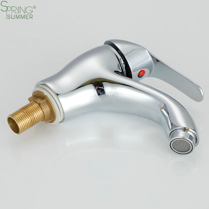 Basin Mixer with Fixed Spout, Alloy, Chrome, LV002