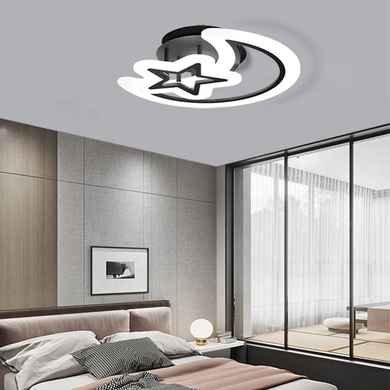 LED chandelier with remote control MOON AND STAR 45W, 2 Elements, Cold/Warm/Neutral light, Dimmable, Black