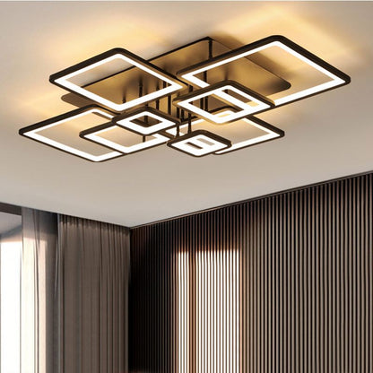 LED chandelier with remote control ELLA 203W, 8 Squares, Cold/Warm/Neutral light, Dimmable, Black