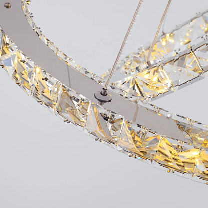 PRISM Luminis LED Chandelier, 78W, Crystal and Metal, 3 Circles, Dimmable, Adjustable Height, Cold/Warm/Neutral Light, Luxurious Lighting