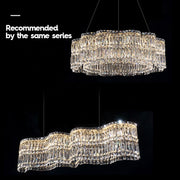 Crystal LED Chandelier with Regalis Remote Control, Length 58cm, Shiny Chrome, Warm/Cold/Neutral Light 3000K/4000K/6000K, Adjustable Height, Dimmable Light, Metal and Crystal