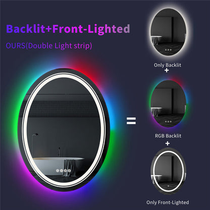 Round LED Mirror, 70cm, Celeste MotionGlow Marcello, RGB Light, Bluetooth Speaker, Demister System, Clock & Thermometer, Dimmable 70X70BTRGB