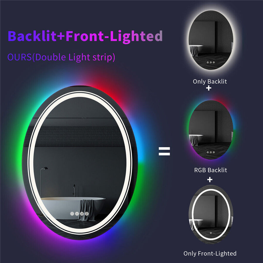 Round LED Mirror, 70cm, Celeste MotionGlow Marcello, RGB Light, Bluetooth Speaker, Demister System, Clock & Thermometer, Dimmable 70X70BTRGB
