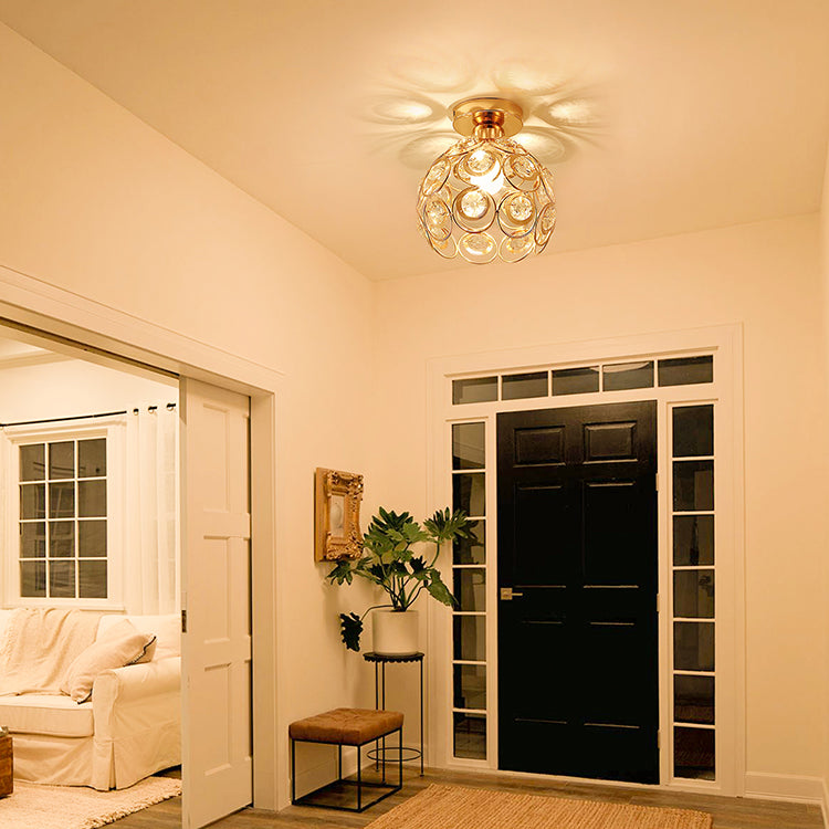 Vera Chandelier, 1*E27, Gold, Metal and Crystal