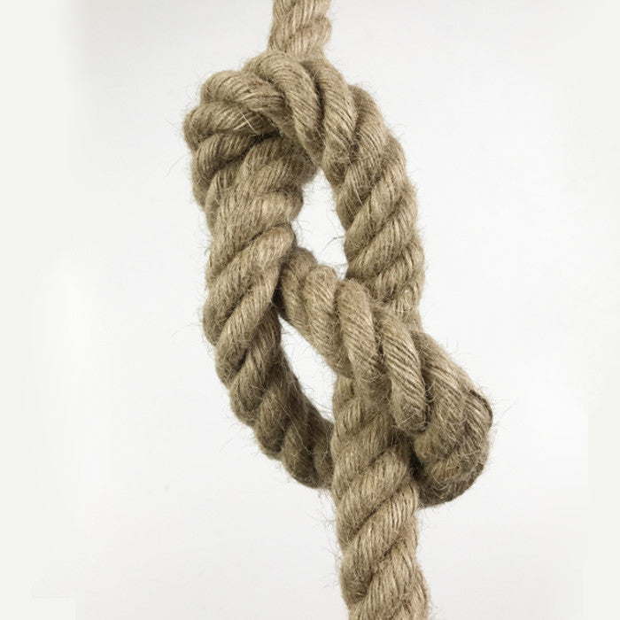 Vintage Chandelier LV103/130, 1xE27, Rustic, String and Metal, 130cm, Black Support