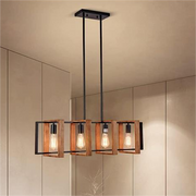 Vintage LED Chandelier LV565/4, 12W Rustic Barn, Wood and Metal, 100cm, Black