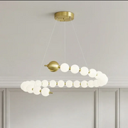Aurelia Acrylic LED Pendant Chandelier with Remote Control, Dimmable, 3000K/4000K/6000K, Gold, Metal and Acrylic