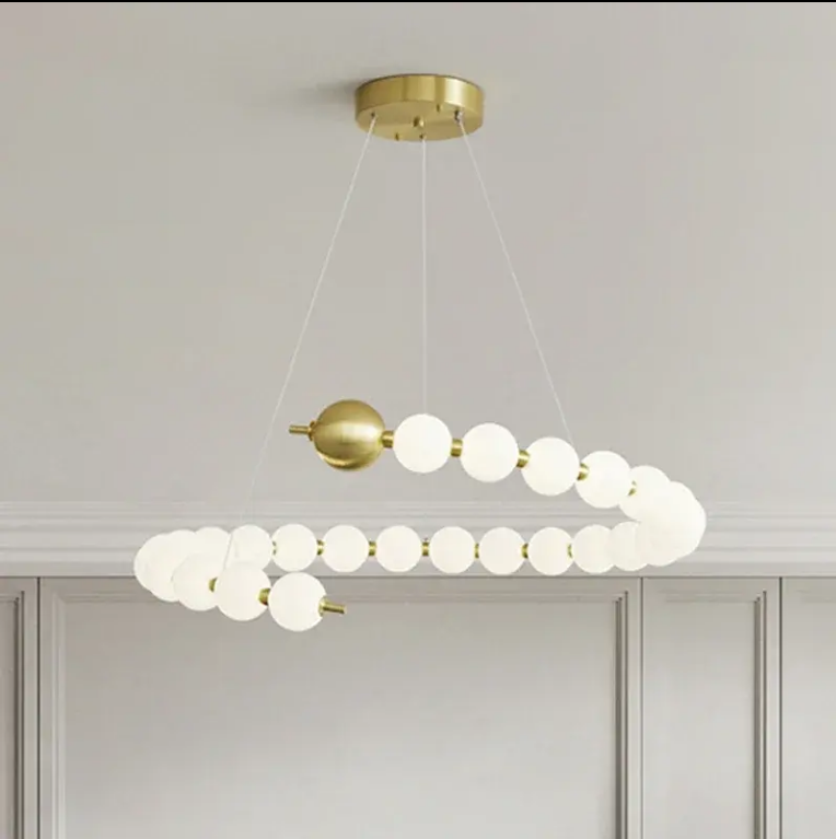 Aurelia Acrylic LED Pendant Chandelier with Remote Control, Dimmable, 3000K/4000K/6000K, Gold, Metal and Acrylic