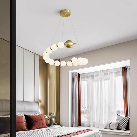 Aurelia Acrylic LED Pendant Chandelier with Remote Control, Dimmable, 3000K/4000K/6000K, Gold, Metal and Acrylic