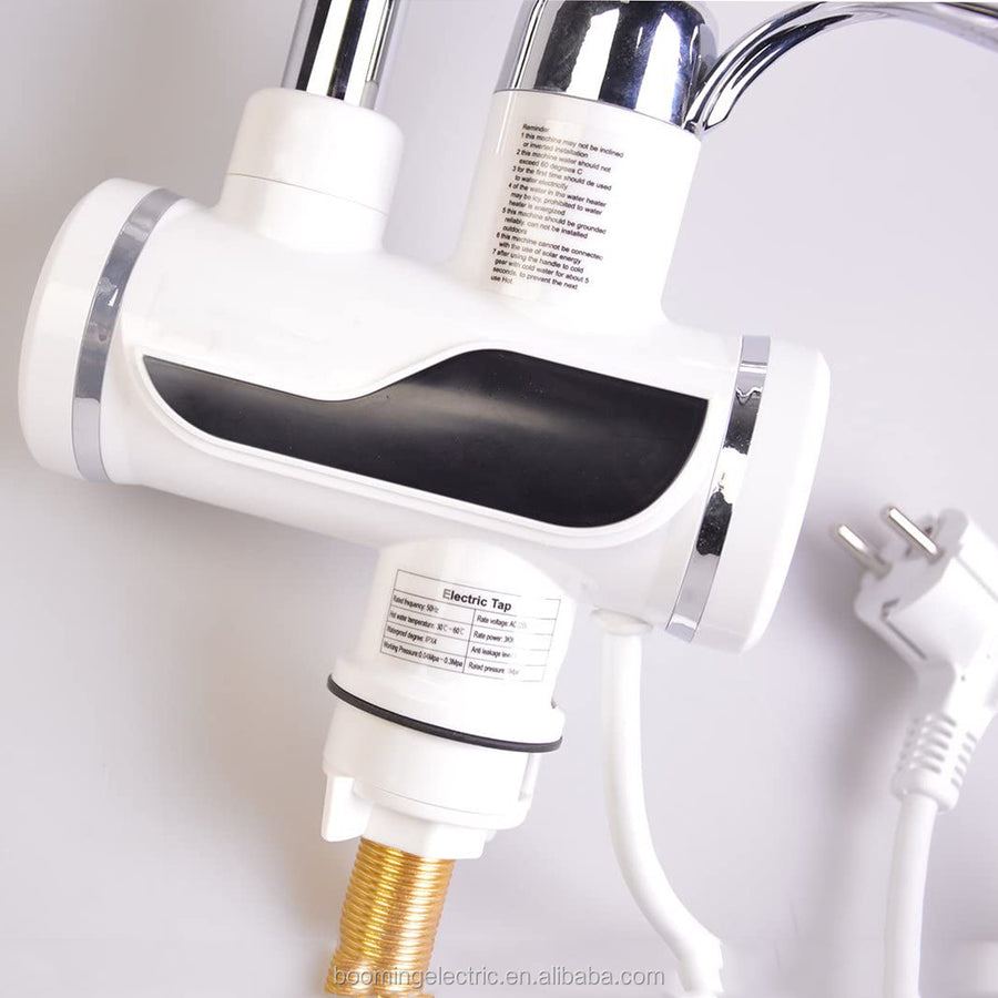 Electric Faucet with Instant Water Heating, LED Temperature Display, Horizontal with Sink/Bathtub Mounting, Power 3000 W, Hot Water 30°C-60°C, White, Z007XDT