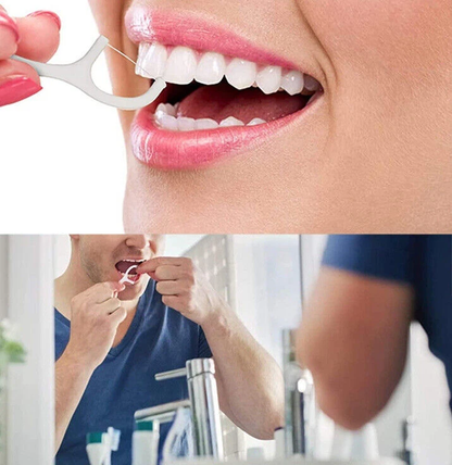 Set of 100 dental floss toothpicks