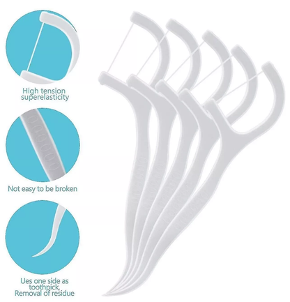 Set of 100 dental floss toothpicks