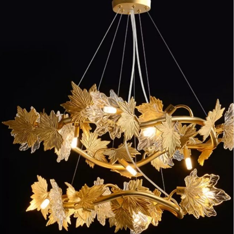 Modern Chandelier, CM260/400+800GD, 12xE14, Diameter 80cm, Gold, Adjustable Height, Metal and Crystal