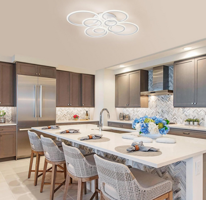 LED chandelier with remote control BETTY 130W, 8 Circles, Cold/Warm/Neutral light, Dimmable, White