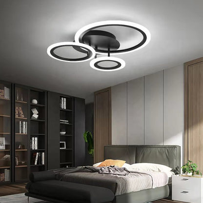 LED chandelier with remote control BETTY 41W, 3 Circles, Cold/Warm/Neutral light, Dimmable, Black