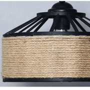 Vintage Chandelier LV300/400BK, 1xE27, Rustic Barn, String and Metal, 150cm, Black