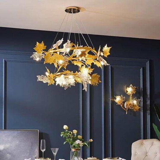 Modern Chandelier, LEAFORA Regalis, 2 circles, 12xE14, Diameter 80cm, Gold, Adjustable Height, Metal and Crystal Modern Chandeliers Default Title Alessandro Design