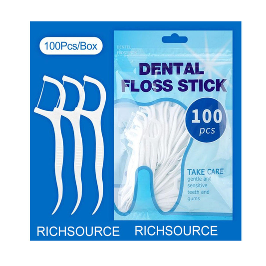 Set of 100 dental floss toothpicks
