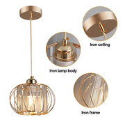 Modern Classic Chandelier, Suspended, Monica LC910/3LGD, 3 X E27, Gold, Metal and Glass, Adjustable Height