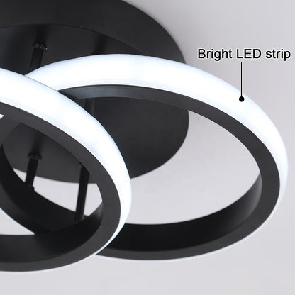 LED Chandelier VERTEX CIRCULA 22W, 2 Circles, Metal Frames, Cold/Warm/Neutral light, Black
