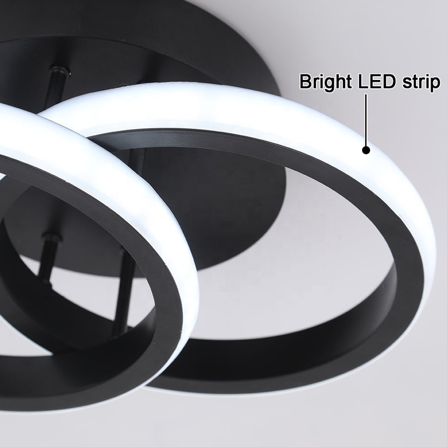LED Chandelier VERTEX CIRCULA 22W, 2 Circles, Metal Frames, Cold/Warm/Neutral light, Black