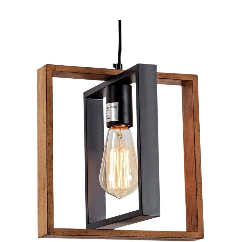 Vintage LED Chandelier LV565/4, 12W Rustic Barn, Wood and Metal, 100cm, Black