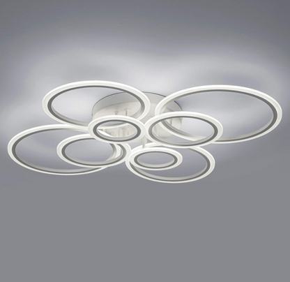 LED chandelier with remote control BETTY 130W, 8 Circles, Cold/Warm/Neutral light, Dimmable, White