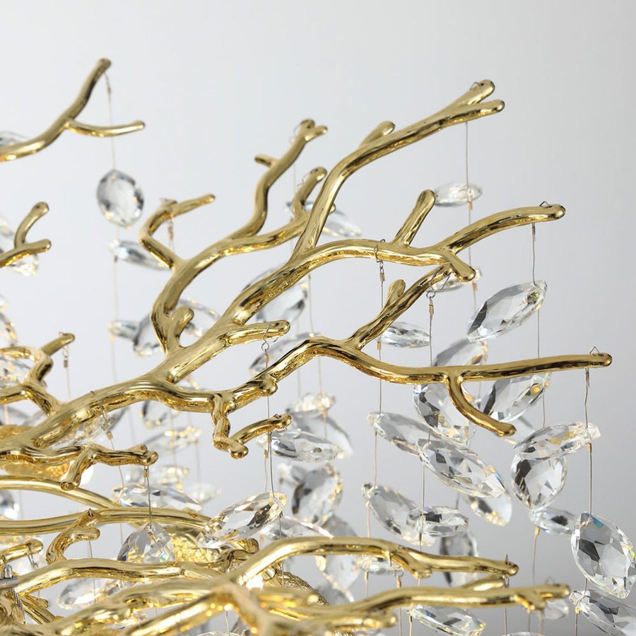 WALTZ Rhapsody Crystal Chandelier, 9x G9, Gold, 60cm, Adjustable Height, Metal and Crystal