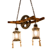 Vintage Rope Chandelier PEDRO, 4 x E27 Dark Wood