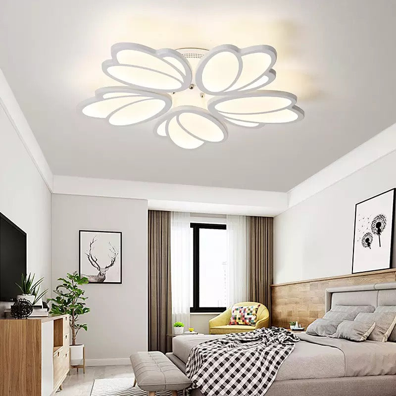 LED Chandelier with Remote Control TULIP, 73W, 5 Petals, Cold/Warm/Neutral Light, Dimmable, White 
