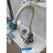 Faucet with Flexible Spout, SUS304 Stainless Steel, Satin and White, CF025WH