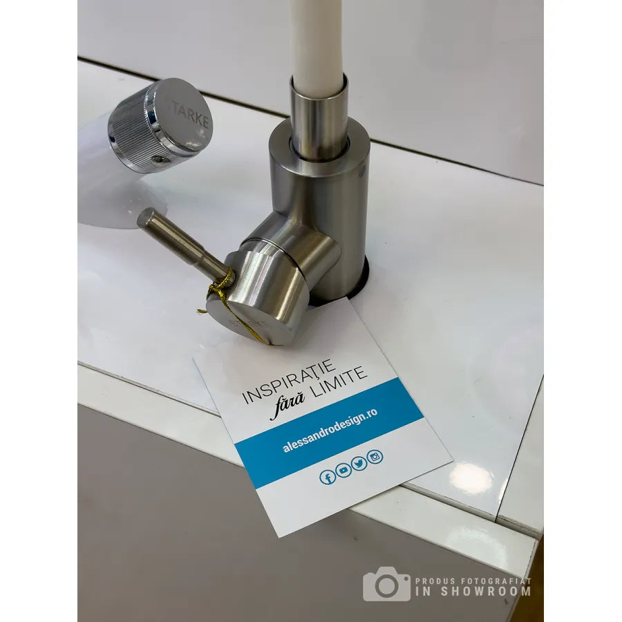 Faucet with Flexible Spout, SUS304 Stainless Steel, Satin and White, CF025WH
