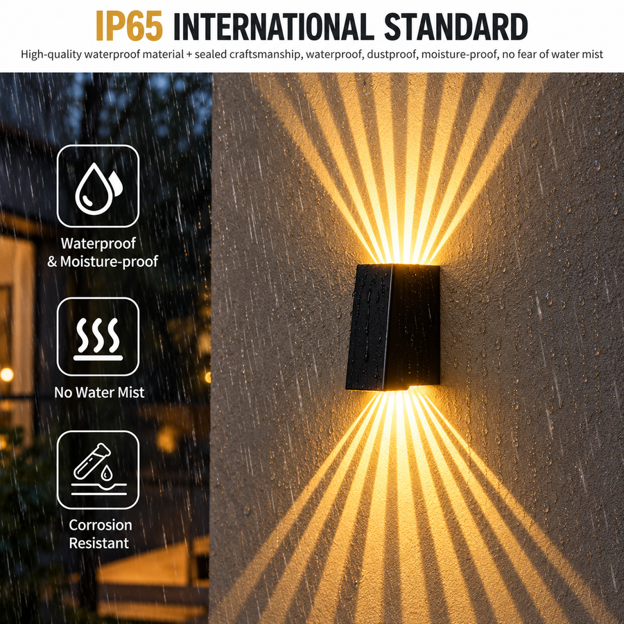ZARAFSHON Outdoor LED Wall Light, 8W, Warm Light, IP65, Aluminum, Black