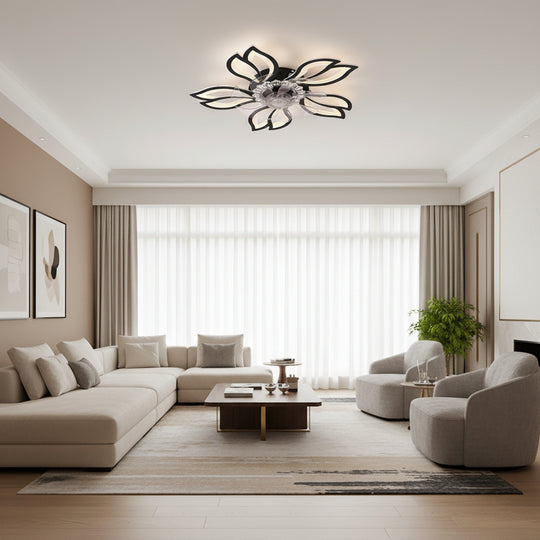 ANEMO Fan LED Chandelier with Remote Control, 30W, D61cm, Cold/Neutral/Warm Light, Black