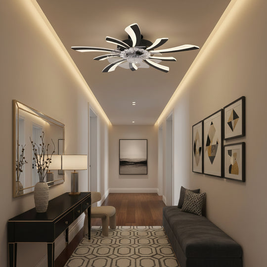 VIRTULA Fan LED Chandelier with Remote Control, 29W, D77cm, Cold/Neutral/Warm Light, Black