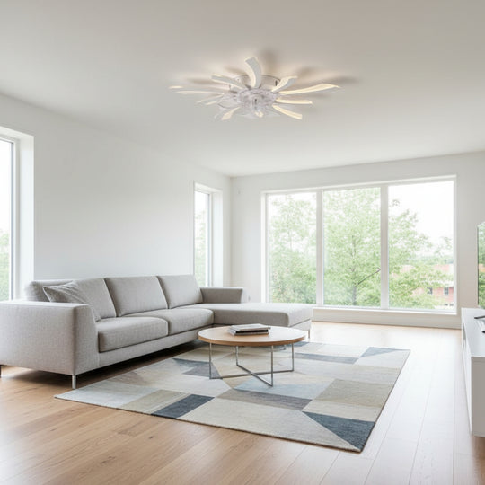 VIRTULA Fan LED Chandelier with Remote Control, 29W, D77cm, Cold/Neutral/Warm Light, White