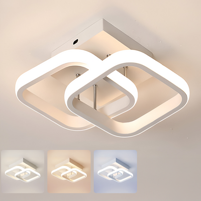 VERTEX Matrix LED Chandelier, Overlapping Diamonds, Metal Frames, 11W, 2 Diamonds, Cold/Warm/Neutral Light 3000K/4000K/6000K, White