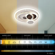 LED chandelier with HELIOX crystal, 43W, 4 Circles, Cold/Warm/Neutral light, White