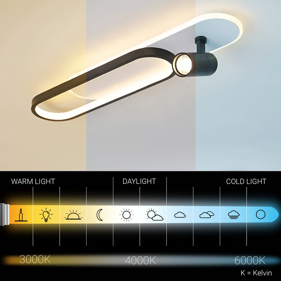 LED Chandelier with Adjustable Projector FISSO Camilla 48W, Cold/Warm/Neutral light, Black