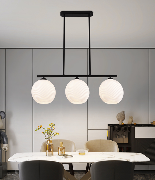 Suspended Chandelier LM520/3BK, 3XE27, 59*20*25, Black, White, Iron, Plexiglas