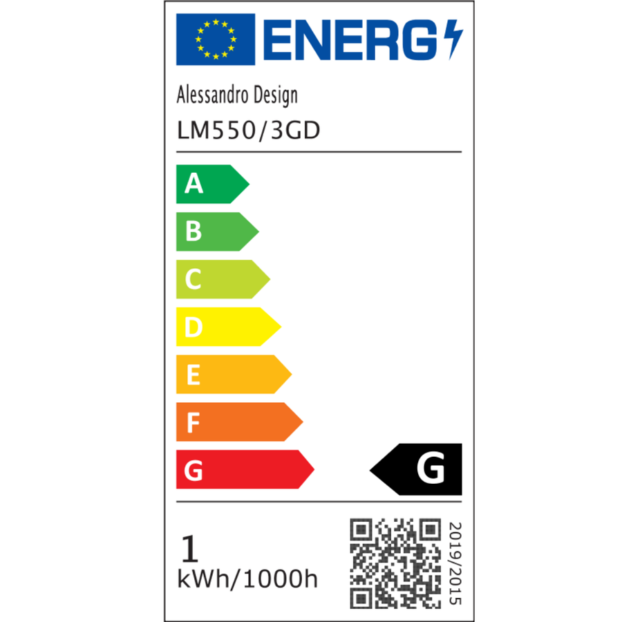 Suspended LED Chandelier LM550/3GD, 12W, Light 3000/4000/6000K, Gold