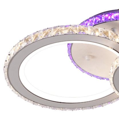 LED chandelier with remote control and crystal NOVA ROTONDA RGB 43W, 2 Circles, Cold/Warm/Neutral light, Dimmable, White