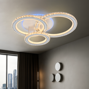 LED chandelier with remote control and crystal NOVA ROTONDA RGB 154W, 3 Circles, Cold/Warm/Neutral light, Dimmable, White