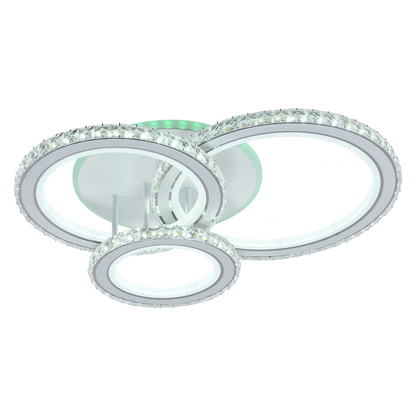 LED chandelier with remote control and crystal NOVA ROTONDA RGB 154W, 3 Circles, Cold/Warm/Neutral light, Dimmable, White