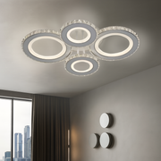 LED chandelier with remote control and crystal NOVA ROTONDA RGB 86W, 4 Circles, Cold/Warm/Neutral light, Dimmable, White